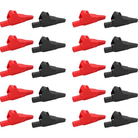 J.60032 Lot de 10 pinces de test isolées acier PA avec jack 4mm pour appareils électroniques, matériel, bateau, camping-car, panneaux solaires (1/5)
