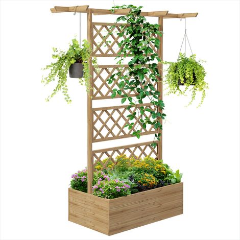 Porte-plantes en bois avec treillis pour jardin et balcon (1/5)