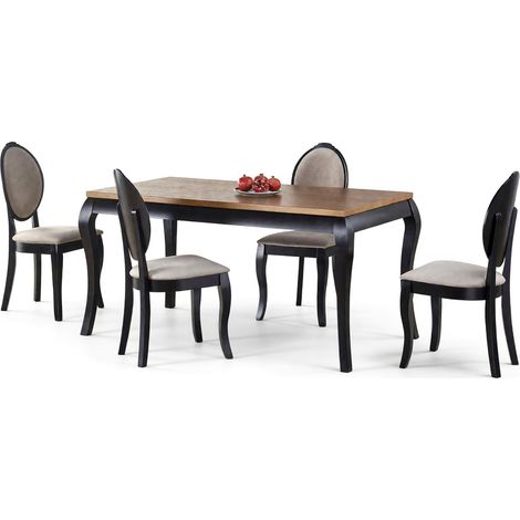 Conjunto de mesas y sillas para comedor Houston 1681 , 78x80x160cm, Diámetro: 0, Número de asientos: 4, Estilo: Clásico