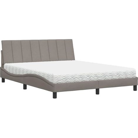 Maison Exclusive - Lit avec matelas Hanko taupe 160x200 cm tissu (1/5)