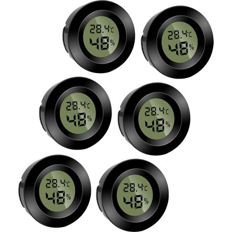 Mini hygromètre thermomètre numérique rond, appareil de mesure de température et d'humidité, hygromètre Celsius(℃) ou Fahrenheit(℉) pour intérieur bureau salon (lot de 6) (1/5)