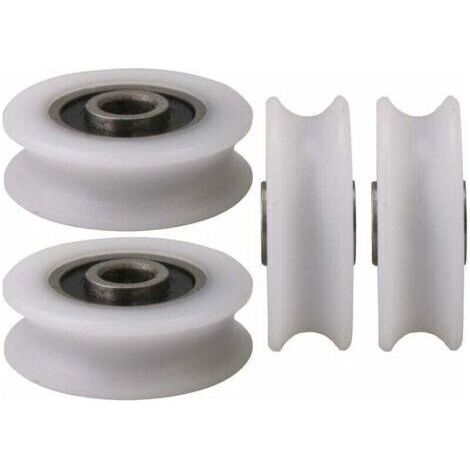 Pair 4pcs 4x20x6.5x7.4mm Blanc Intérieur Dia 4MM U-Groove Nylon Poulie Roue pour Porte Coulissante (1/3)