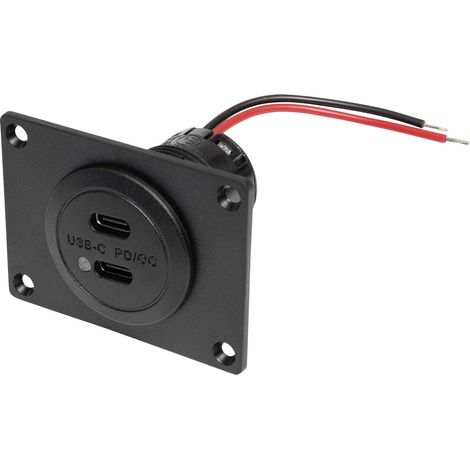 ProCar Power USB-C Doppelsteckdose PD/QC mit LED + Montageplatte Belastbarkeit Strom max.=3 A   12 o