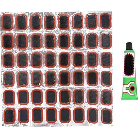 Kit de réparation pour pneus de vélo, 48 pièces avec rustines et colle (1/5)