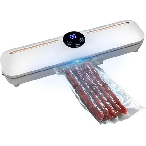 Machine à emballer sous vide, tout-en-un, avec 20 sacs sous vide, pour sec, humidité, fraîcheur, soudeuse de film, scelleuse entièrement automatique (blanc) (1/5)