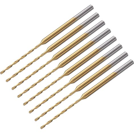 8Pcs 0.9mm Mini Mèche de Perceuse, 1mm Micro Forets de Gravure, Acier Haute Vitesse 2.35mm Queue Revêtue de Titane pour DIY Résine, Ambre et Bois