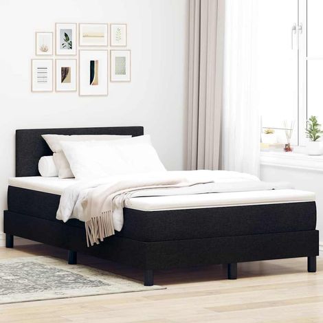 Boxspringbett mit Kopfteil Schwarz 120 x 190 cm Stoff