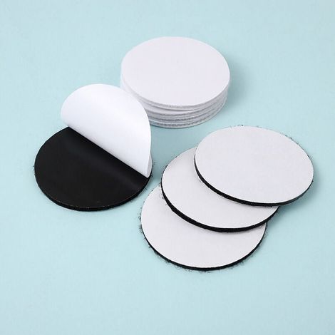 KZQ 10 pares de almohadillas autoadhesivas redondas de doble cara para rascar - Cinta adhesiva extrafuerte de 5 cm para alfombras y sofás (negra) (1/4)