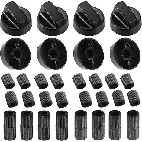 Lot de 8 boutons de commande de rechange avec 24 adaptateurs pour four, cuisinière et plaque de cuisson. Applications polyvalentes et variées. (1/5)