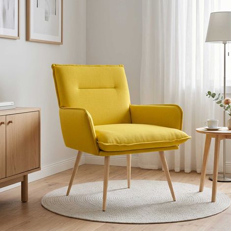 vidaXL Fauteuil Jaune clair Tissu (1/5)