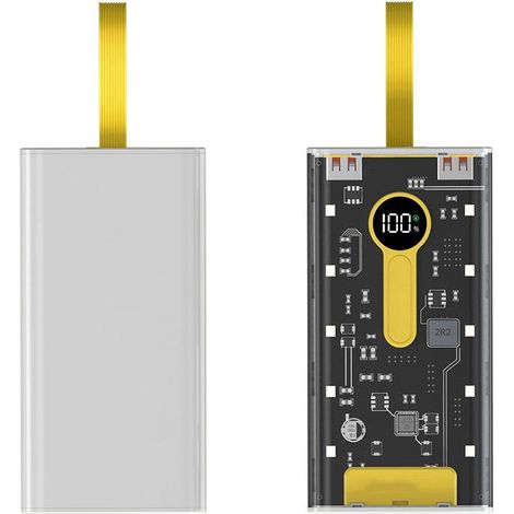 Batterie externe 13 000 mAh, charge rapide 22,5 W - Portable et puissante - Compatible Apple, Huawei et Xiaomi - Blanche (1/3)