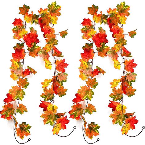 1.75m Décoratif Feuille D'érable Artificielle Guirlande Faux Feuillage Guirlande Décoration De Jardin 2pcs (1/5)