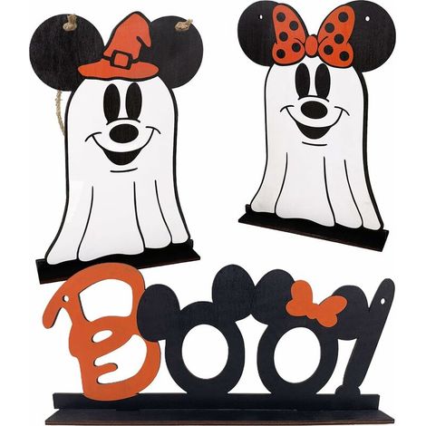 Green Mobility-Décorations de souris d'Halloween, panneaux de centre de table en bois Happy Halloween - 3PCS (1/5)
