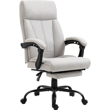 Silla de oficina ergonómica con masaje y reposapiés ajustable gris claro MODENUIT (1/5)