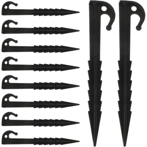 BUNTHAUS Lot de 10 piquets de tente en plastique, fixations résistantes au vent, adaptés aux tentes et aux abris de camping, piquets d'extérieur polyvalents, adaptés à la randonnée et aux activités de (1/5)