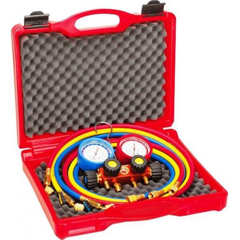GRUPPO MANOMETRICO 4 VIE 3 FLESSIBILI GAS R410A ROTHENBERGER 170608 (10120) (1/3)