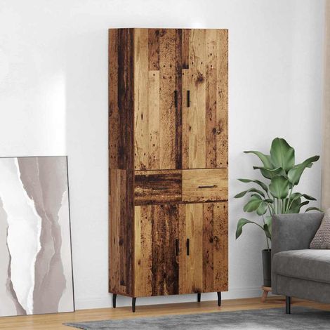 Highboard mit Schubladen 2 pcs Altholz Engineered Wood und Glas