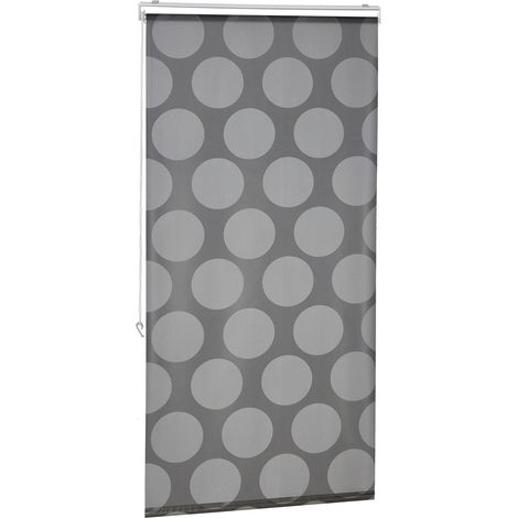 Estor para bañera moderno hidrófugo enrollable 60 x 240 cm diseño retro gris con lunares de PVC gris 130009221 (1/5)