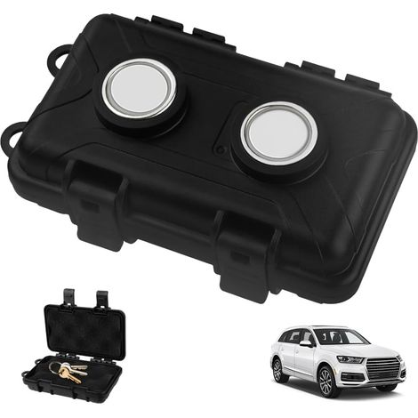 Caja de llaves magnética, soporte magnético para llaves debajo del coche, funda magnética impermeable para llaves, caja de llaves magnética oculta, caja de llaves con potentes imanes dobles para ocult
