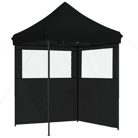 vidaXL Tente de réception pliable escamotable 2 parois latérales noir (1/6)