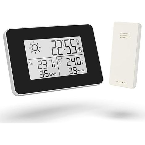 Wireless Weather Station, Digital Weather Thermometer with Indoor Outdoor Sensor, LCD Display Hygrometer Barometer Weather Forecast 8 Hours for Office, Home (1/5)