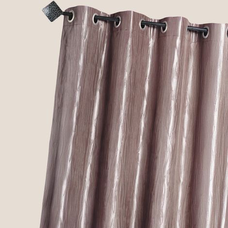 Rideau en taffetas froissé à œillets Taupe 135x260 cm
