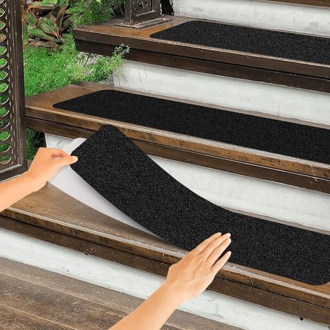 Lot de 24 bandes antidérapantes en PVC givré pour escaliers, tapis de pédales imperméables, adaptés aux personnes âgées et aux enfants, 15 x 76 cm (1/5)