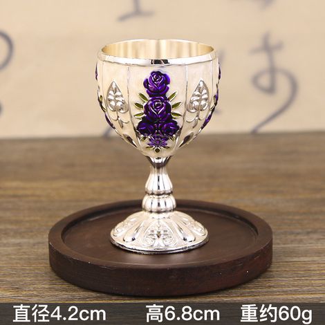 (Fleur argentée, blanche et violette) Petit verre à vin, style européen haut de gamme, 30 ml, pour vin blanc. (1/4)