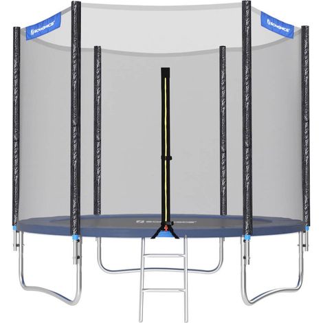 Cama elástica de exterior 244 cm de diámetro equipamiento de jardín con escalera red de seguridad postes revestidos homologada por TÜV Rheinland color negro y azul 120002087 (1/5)