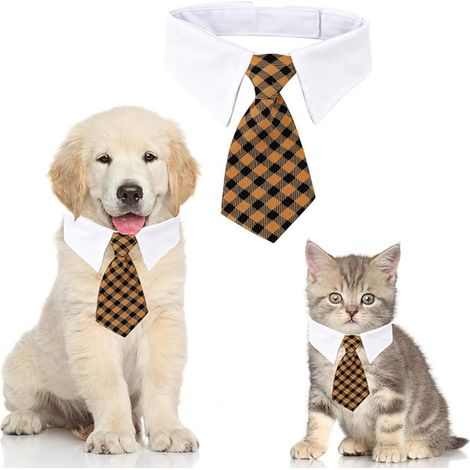 Chat Chien Cravate Réglable Pet Cat Cravate Pour Petit Chien Chiot Accessoires L Maille Jaune (1/5)