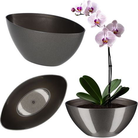 KADAX Blumentopf, oval, 30 x 14 cm, Anthrazit