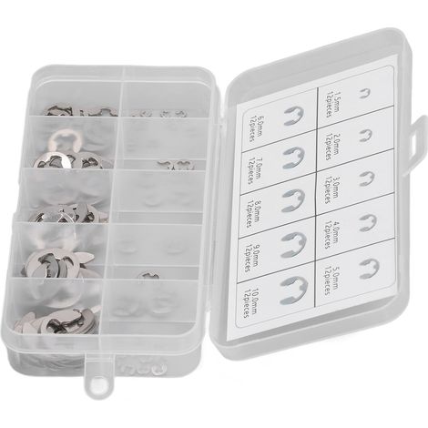 120-teiliges Sortiment an E-Clip-Sicherungsringen aus Edelstahl 304 für Lager (1/5)