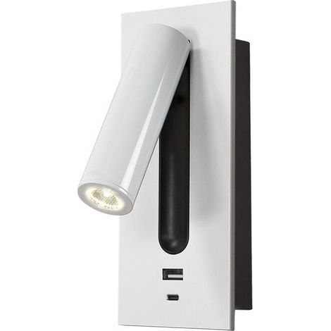 LED-Leseleuchte, Nachttischlampe mit verdecktem Schalter, Typ C, Einbau-, Wandleuchte, Leselampe, 350° verstellbar, 90° klappbar, 3 W, 3000 K, warmweißes Licht – Crezuo