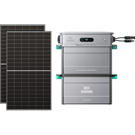 Zendure SolarFlow 800 Pro 2 - Stockage énergétique solaire domestique 800W, gestion intelligente, IP65, avec 500Wx2 Panneau Bifacial, avec AB2000L