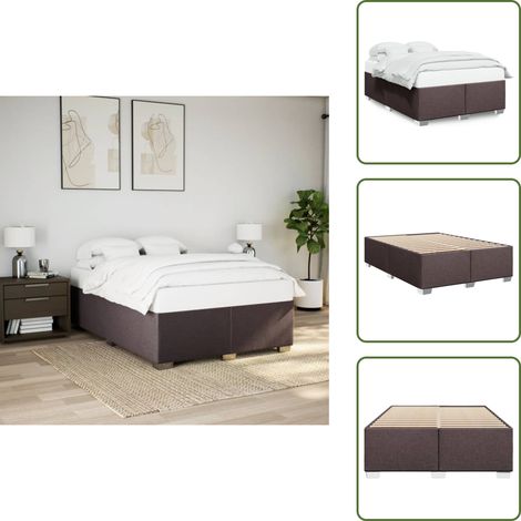 Letto in tessuto - vidaXL Giroletto senza Materasso Marrone Scuro 160x200 cm Tessuto - Letto con piedi in legno