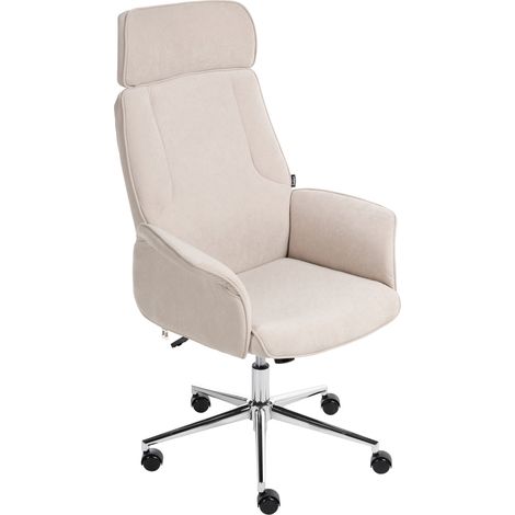 Silla de oficina moderna giratoria altura ajustable brazos curvados tapizado de terciopelo beige claro Pilot (1/5)