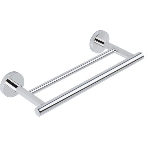 1 Porte-Serviettes Mural Double Barres Acier Inoxydable Chrome Poli Fixation Murale Salle De Bain Cuisine (1/5)