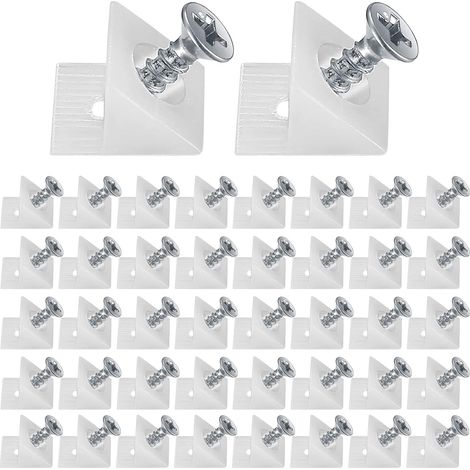 CSPARKV 120 piezas de cuñas de plástico para cajones, estabilizadores de conectores traseros de cajones, conectores inferiores de cajones con tornillos, para reparar estantes de muebles hundidos, colo (1/5)