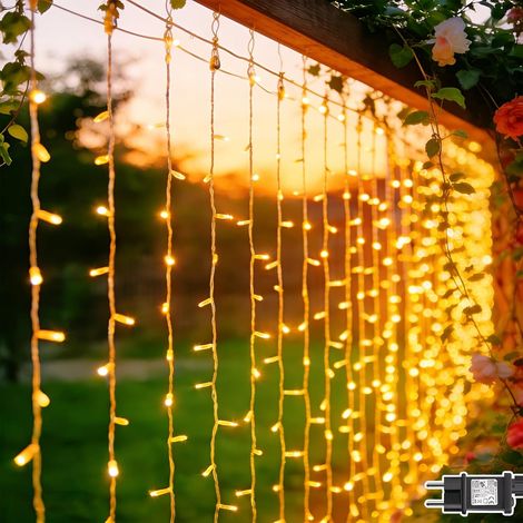 Guirlande Lumineuse 6M x 3M 600 LED Rideau Lumineux avec Transformateur, Timer, 8 Modes Étanche Rideau Guirlande Lumineuse pour Chambre Mariage Murale Fenêtre Exterieur Interieur Décorations (1/5)