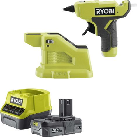Confezione RYOBI Pistola per colla 18V OnePlus RGLM18-0 - 1 batteria 2,0Ah - 1 caricatore rapido