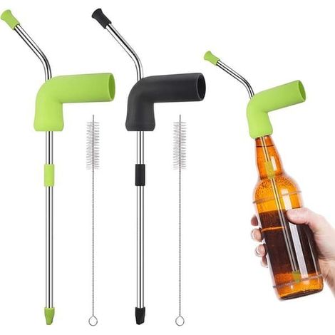 Bierschnorchel-Set (2er-Pack), Doppel-Bierschnorchel, Alkohol-Trinkschnorchel, Alkohol-Trinkschnorchel mit 2 Bürsten, für Familienunterhaltung, Partys, Urlaub und Bars (1/4)
