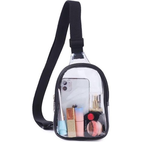 Mini bolso bandolera transparente, bolso transparente aprobado para estadios, riñonera transparente cruzada para mujeres y hombres, bolso bandolera para conciertos y eventos deportivos, viajes, playa.