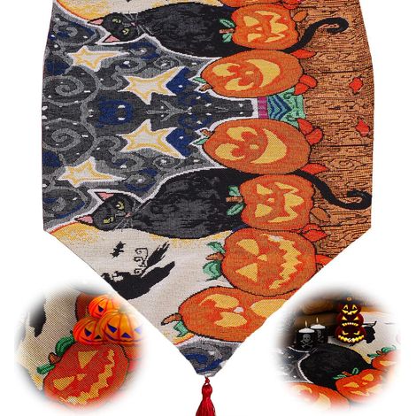 Nappe rectangulaire pour la décoration d'Halloween, assez longue pour s'adapter à la plupart des tables. (1/5)
