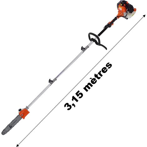 Gt Garden – Élagueuse thermique 52 cm3 – Longueur de perche 3.15 mètres – Moteur 3 CV pour coupe efficace – Démarrage facile avec pompe d'amorçage