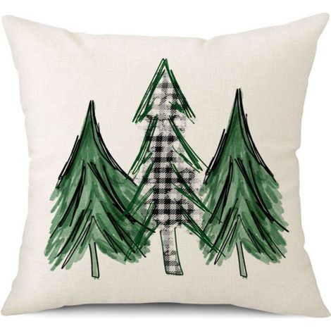 Lot de 4 Housse De Coussin carrées avec Sapin, gnome de Nol, camion rétro, couronne de Nol pour canapé,terrasse,canapé,45x45cm (1/5)