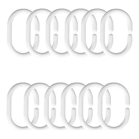 Anneaux pour Rideaux de Douche, 12 Pcs Anneaux de Douche en Plastique, C Crochets de Rideaux, pour Rideau de Fenêtre (1/4)
