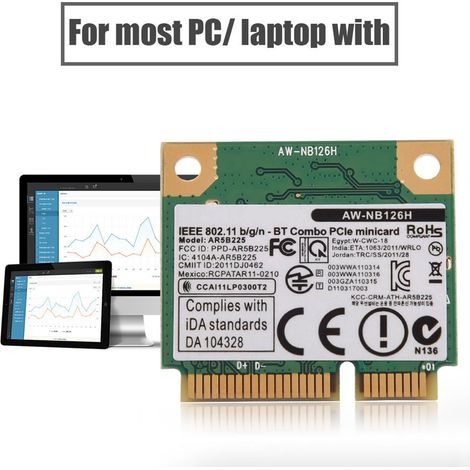 2-in-1 Bluetooth Wi-Fi 2,4 GHz Wireless-Karte für Mini PCI-E-Steckplatz, kompatibel mit Dell, Asus, Toshiba und BenQ. (1/5)