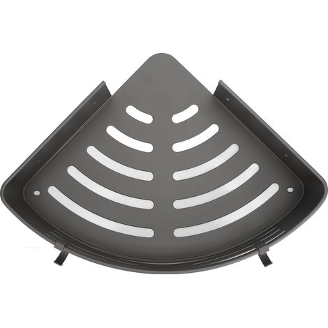 Étagère murale triangulaire sans perçage en aluminium, grande capacité, rangement d'angle gris, étagère décorative robuste (1/5)