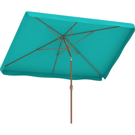 Parasol de jardin 2 x 3 m avec ouverture à manivelle, inclinable et anti-UV 50+, turquoise (1/5)