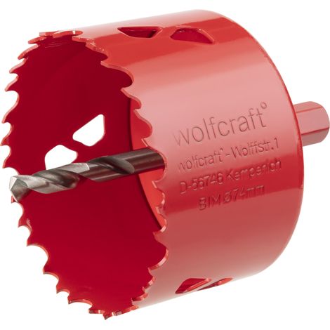 wolfcraft - Scie Cloche Multi Matériaux BiM - Diamètre 74 mm - Profondeur de coupe 40 mm. Foret Centreur - réf. 5475000